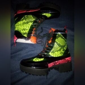 "NEON VOLTAGE STOMPERS" Bold Multicolor Snake Print Boots( BRAND NEW !!!!!!!!!!!